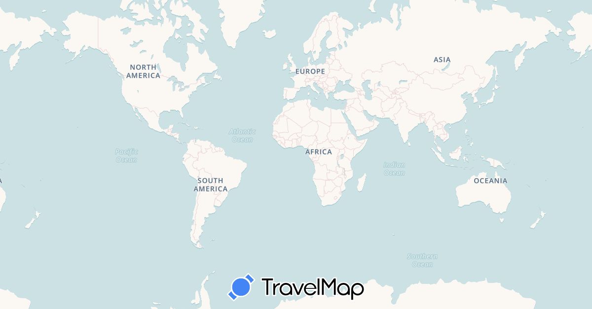 TravelMap itinerary: driving, bus, cycling, train, hiking, boat, motorbike, vélo in Argentina, Brazil, Switzerland, Germany, Spain, France, Morocco, Uruguay (Africa, Europe, South America)